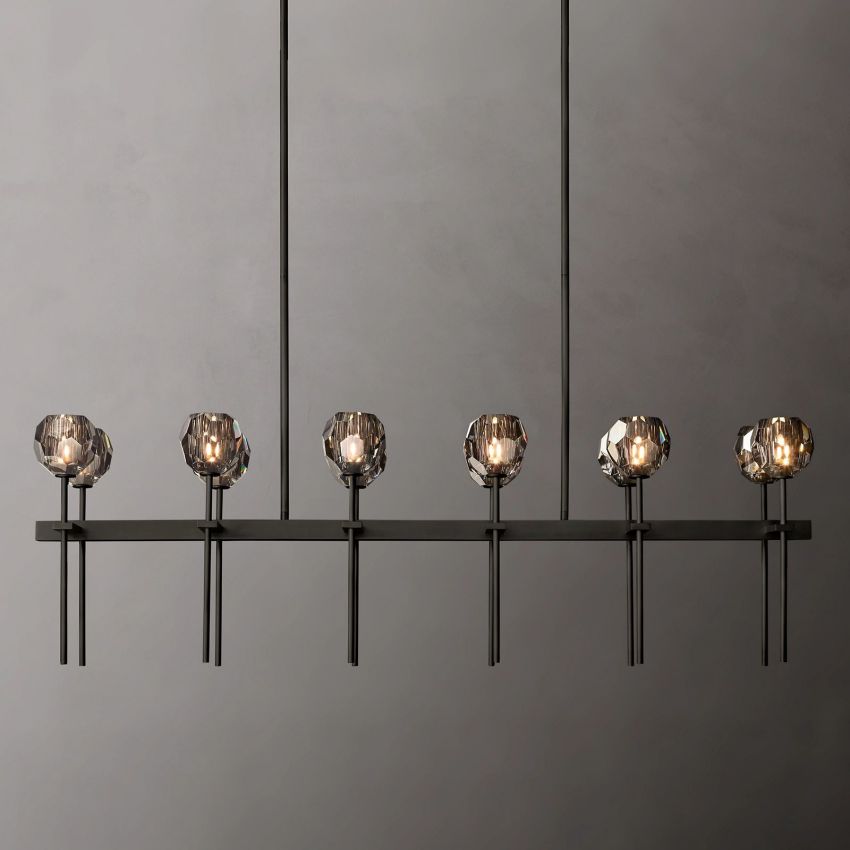Boule Spherical Cristal Double Linear Chandelier 60"