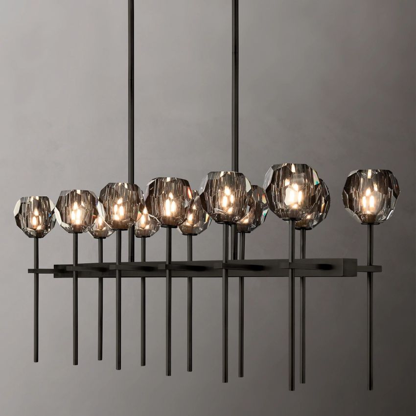 Boule Geometric Cristal Double Linear Chandelier 60"