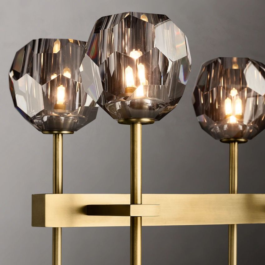 Boule Geometric Cristal Double Linear Chandelier 60"