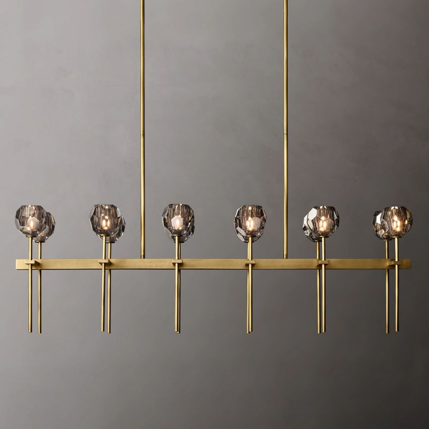 Boule Geometric Cristal Double Linear Chandelier 60"