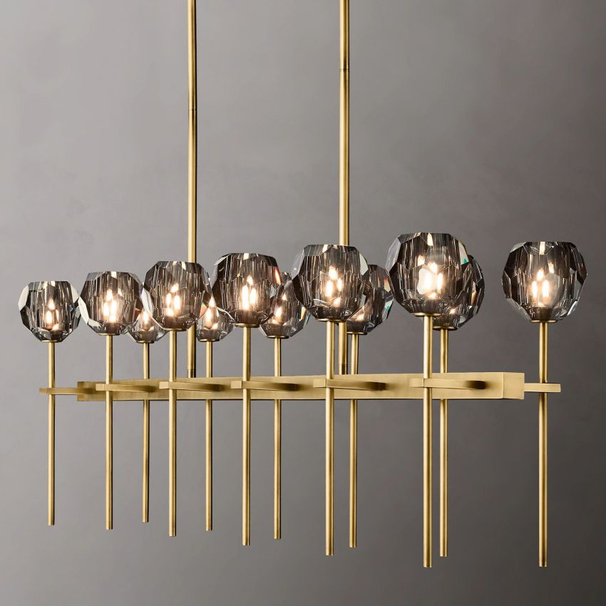 Boule Geometric Cristal Double Linear Chandelier 60"