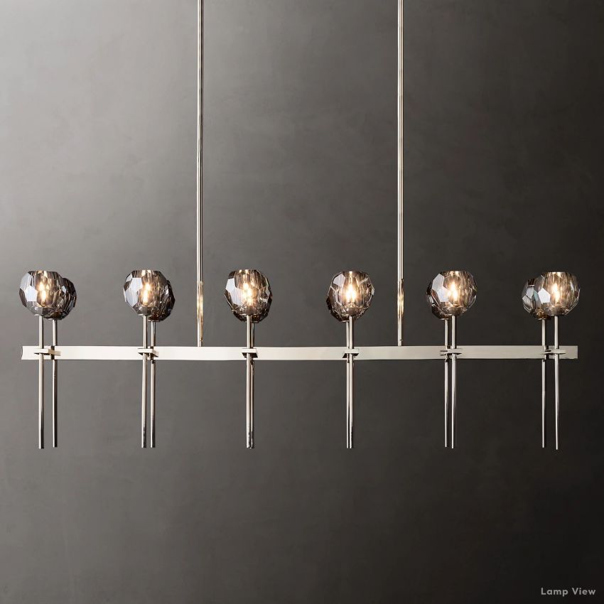 Boule Geometric Cristal Double Linear Chandelier 60"