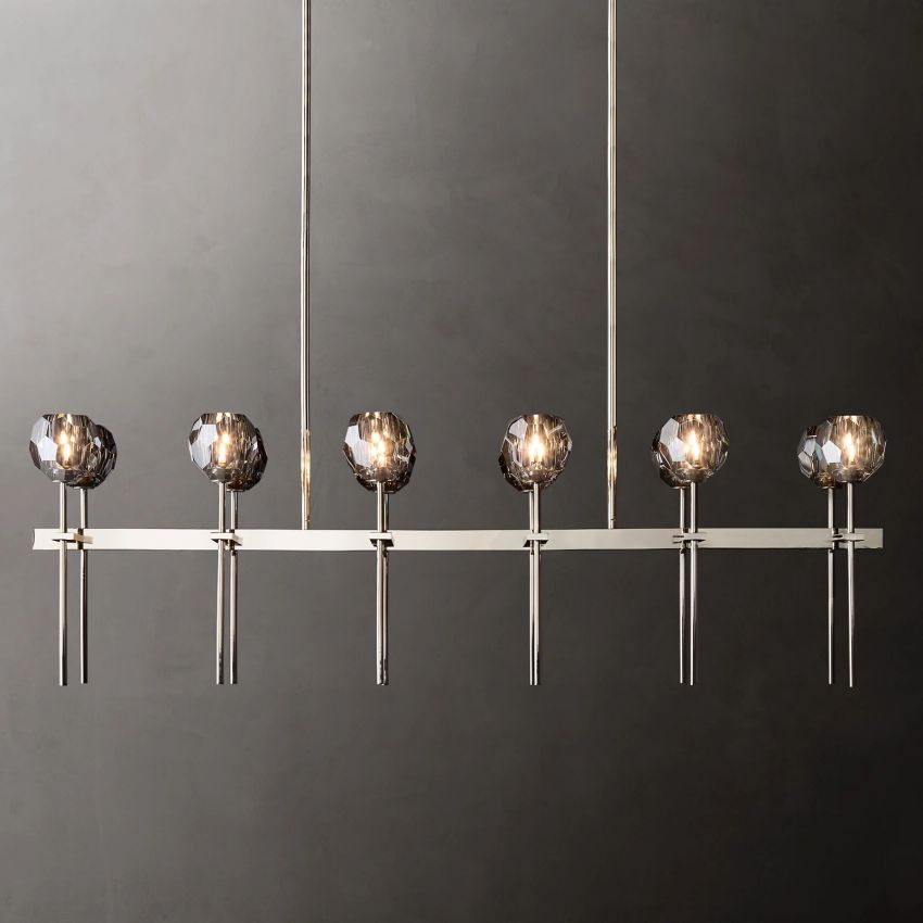 Boule Spherical Cristal Double Linear Chandelier 60"