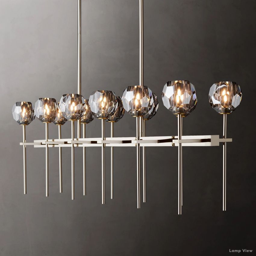 Boule Geometric Cristal Double Linear Chandelier 60"