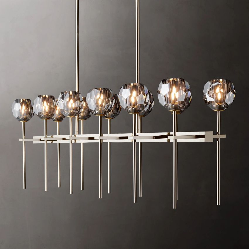 Boule Spherical Cristal Double Linear Chandelier 60"