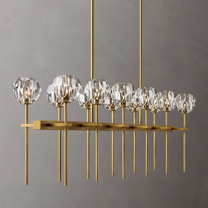 Boule Geometric Cristal Double Linear Chandelier 60"