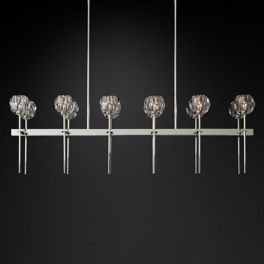 Boule Geometric Cristal Double Linear Chandelier 60"