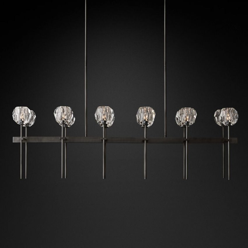 Boule Geometric Cristal Double Linear Chandelier 60"