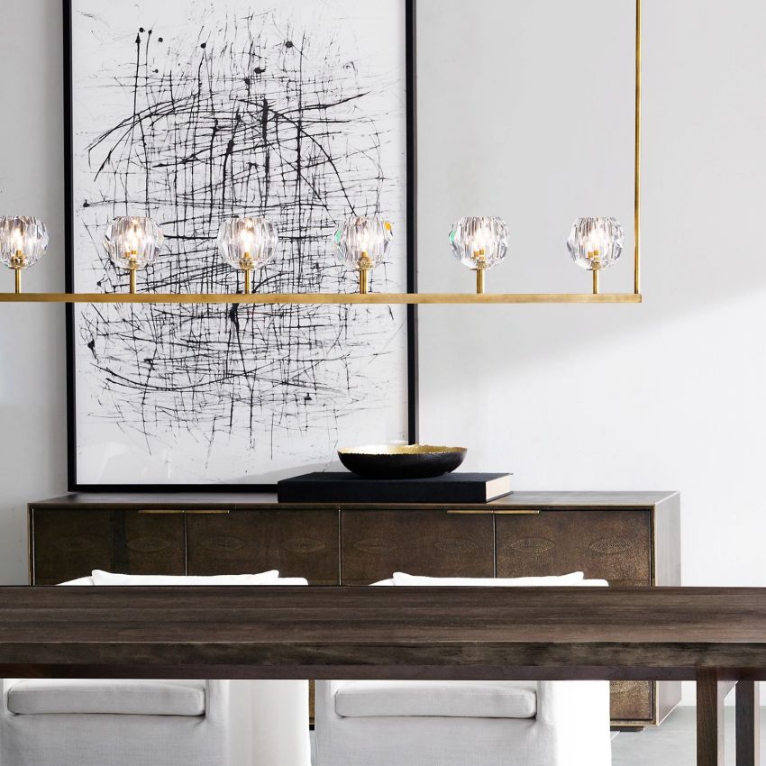 Boule Geometric Cristal Linear Chandelier 48"