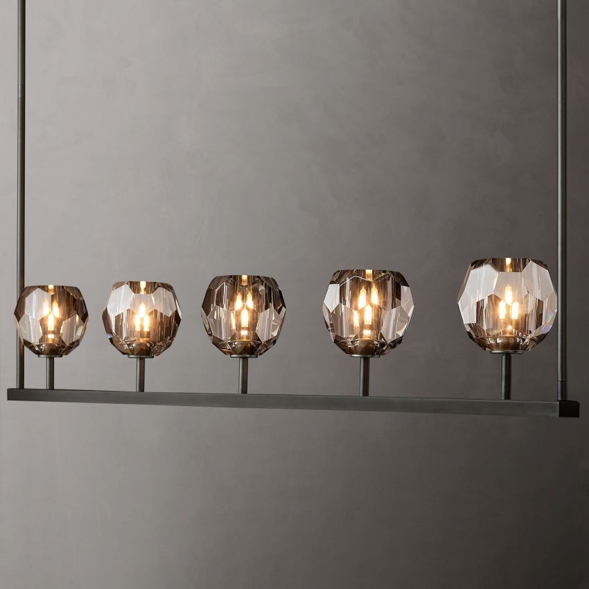 Boule Geometric Cristal Linear Chandelier 48"