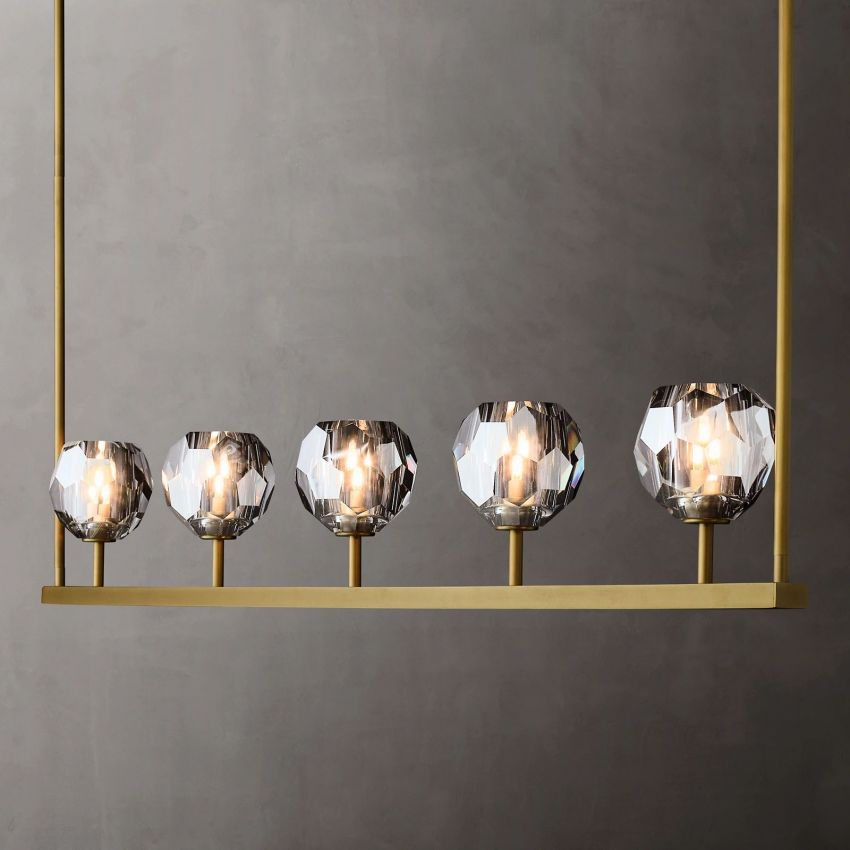 Boule Geometric Cristal Linear Chandelier 48"