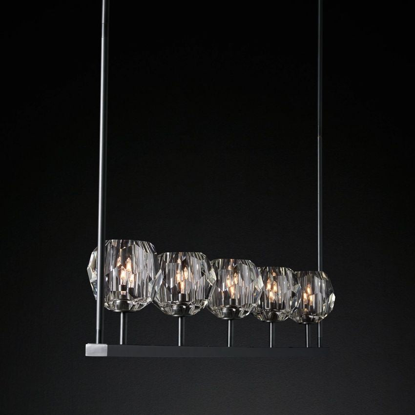 Boule Geometric Cristal Linear Chandelier 48"