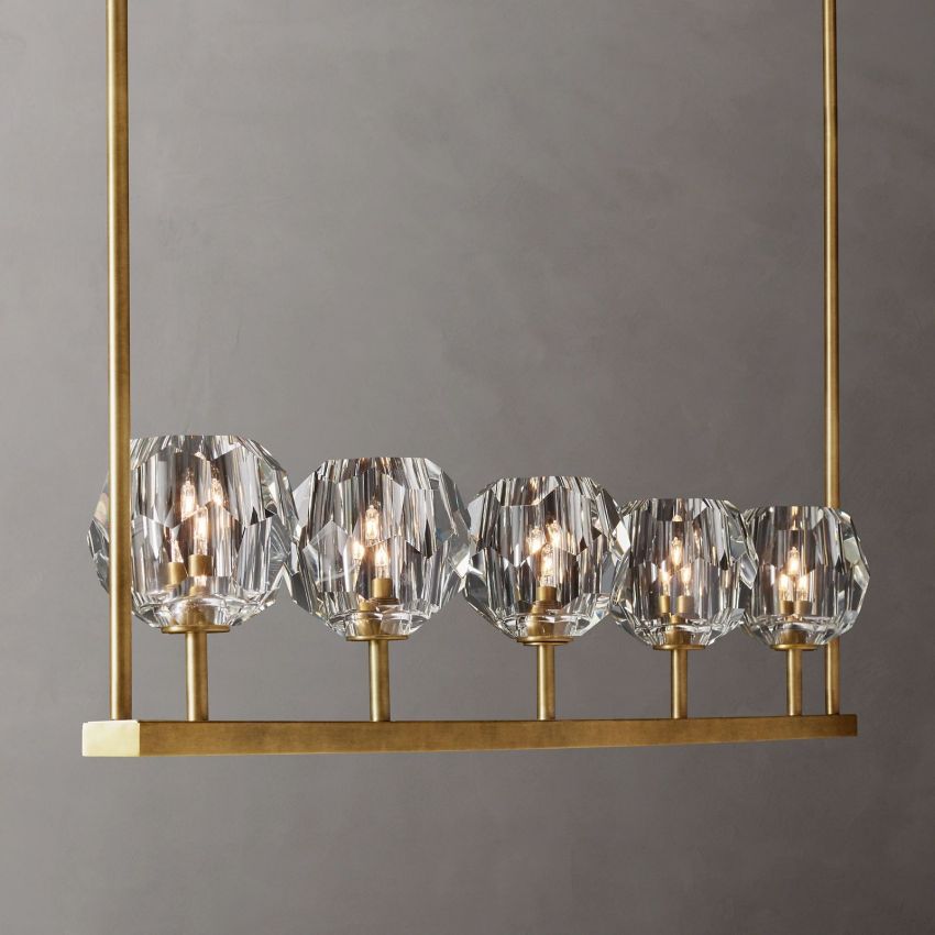 Boule Geometric Cristal Linear Chandelier 48"