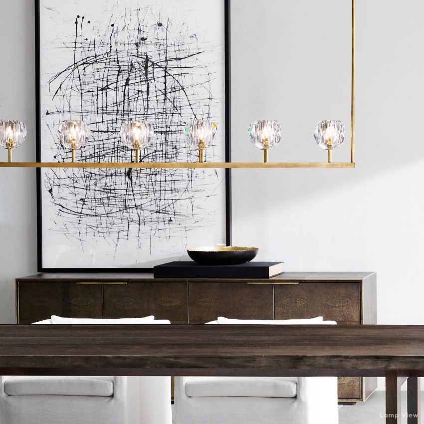 Boule Geometric Cristal Linear Chandelier 60"