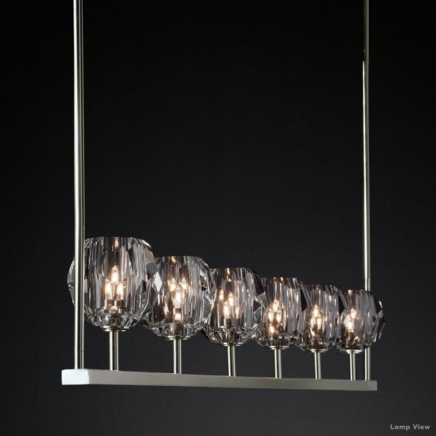 Boule Geometric Cristal Linear Chandelier 60"