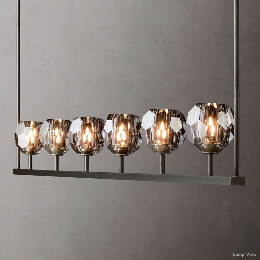 Boule Geometric Cristal Linear Chandelier 60"