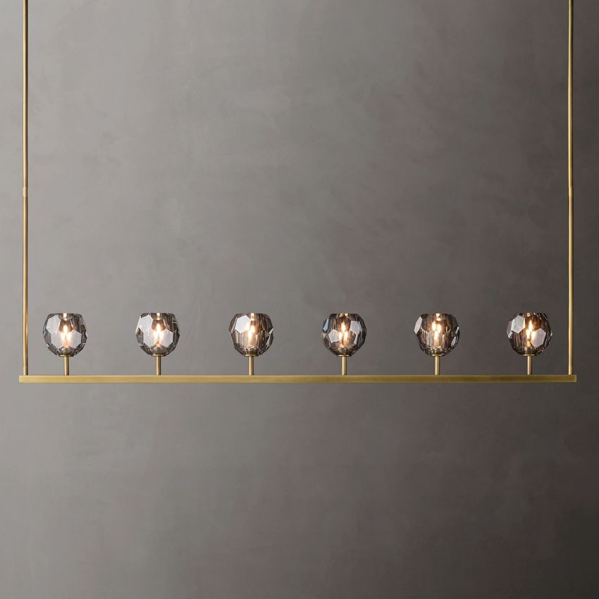 Boule Geometric Cristal Linear Chandelier 60"