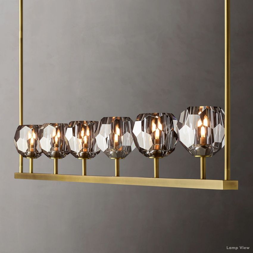 Boule Geometric Cristal Linear Chandelier 60"