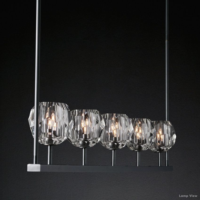 Boule Geometric Cristal Linear Chandelier 60"
