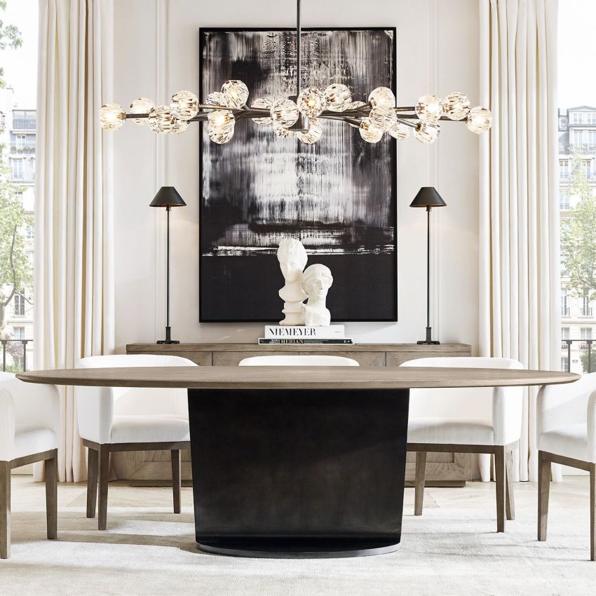 Boule Geometric Cristal Oval Chandelier 72"