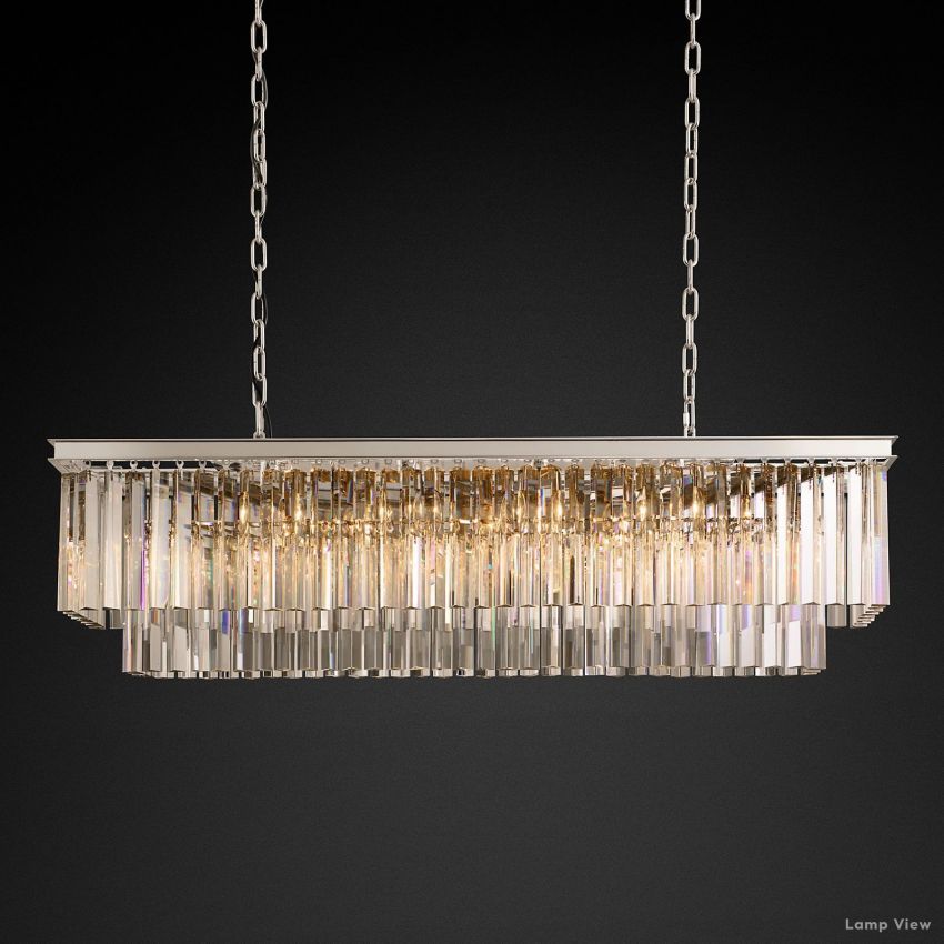 Odeon Layered Crystal Rectangular Chandelier 49"