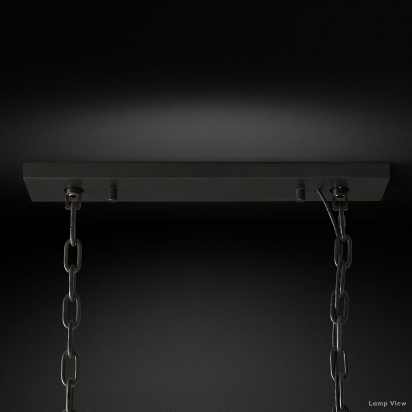 Odeon Fringed Crystal Rectangular Chandelier 49"