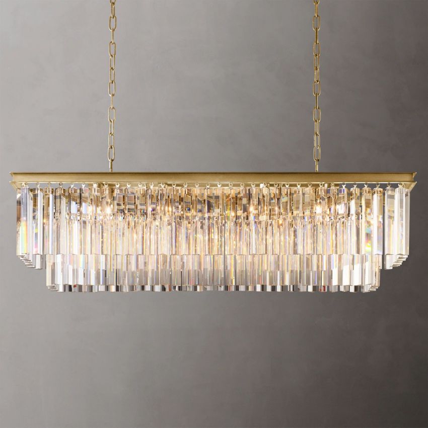Odeon Layered Crystal Rectangular Chandelier 49"