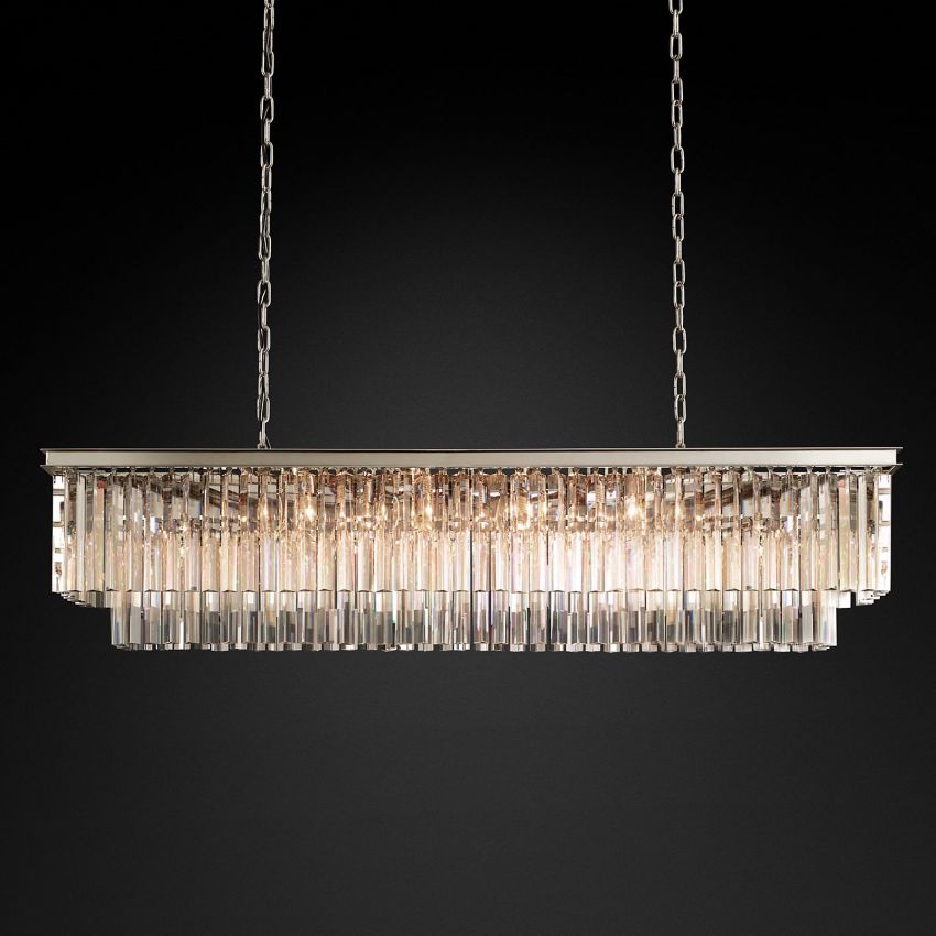 Odeon Layered Crystal Rectangular Chandelier 59"