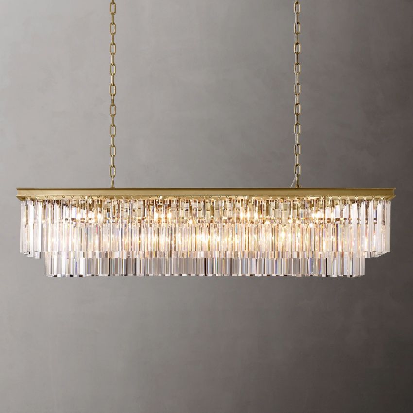 Odeon Layered Crystal Rectangular Chandelier 59"