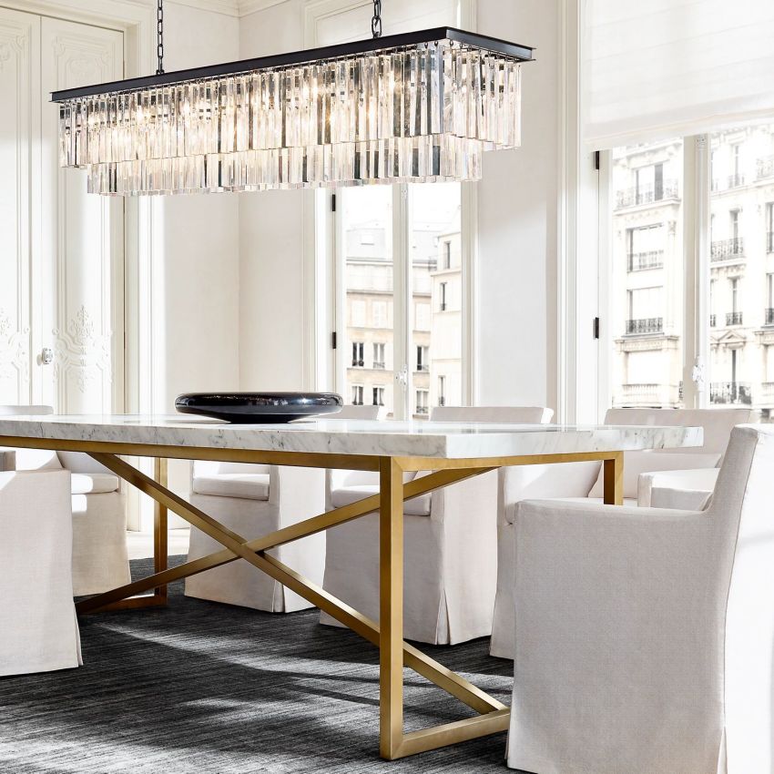 Odeon Layered Crystal Rectangular Chandelier 72"