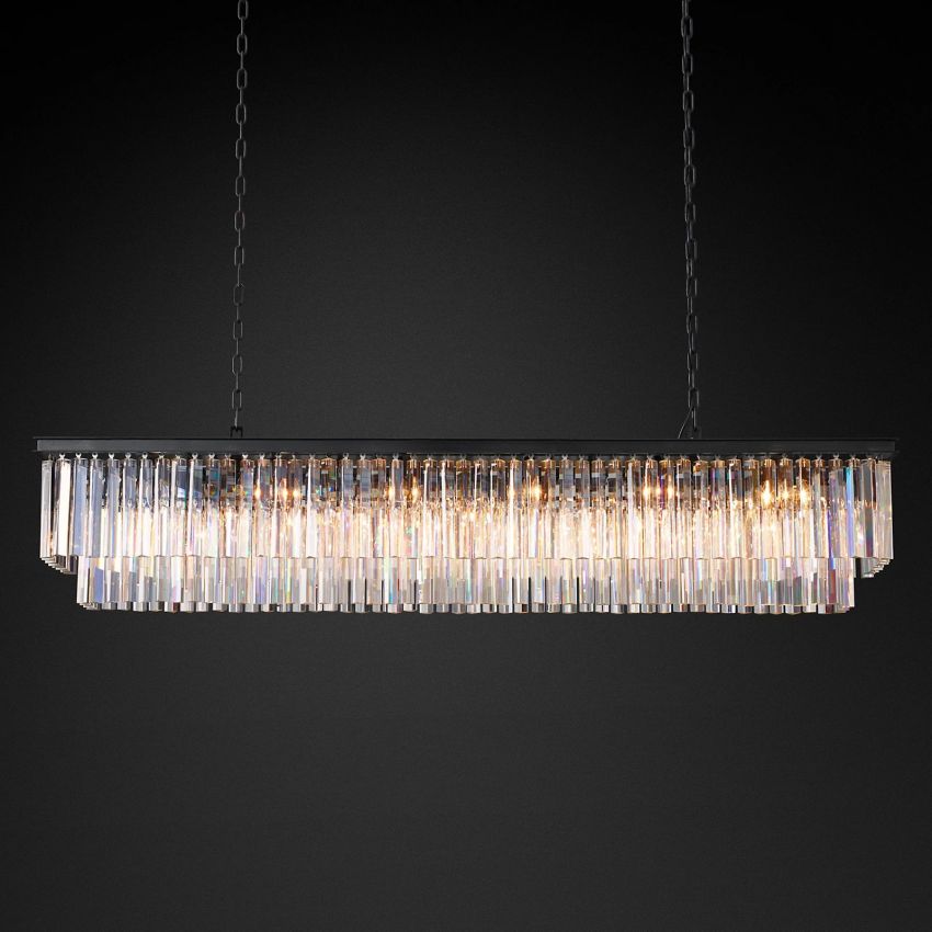 Odeon Layered Crystal Rectangular Chandelier 72"