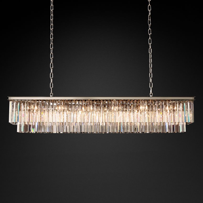 Odeon Layered Crystal Rectangular Chandelier 72"
