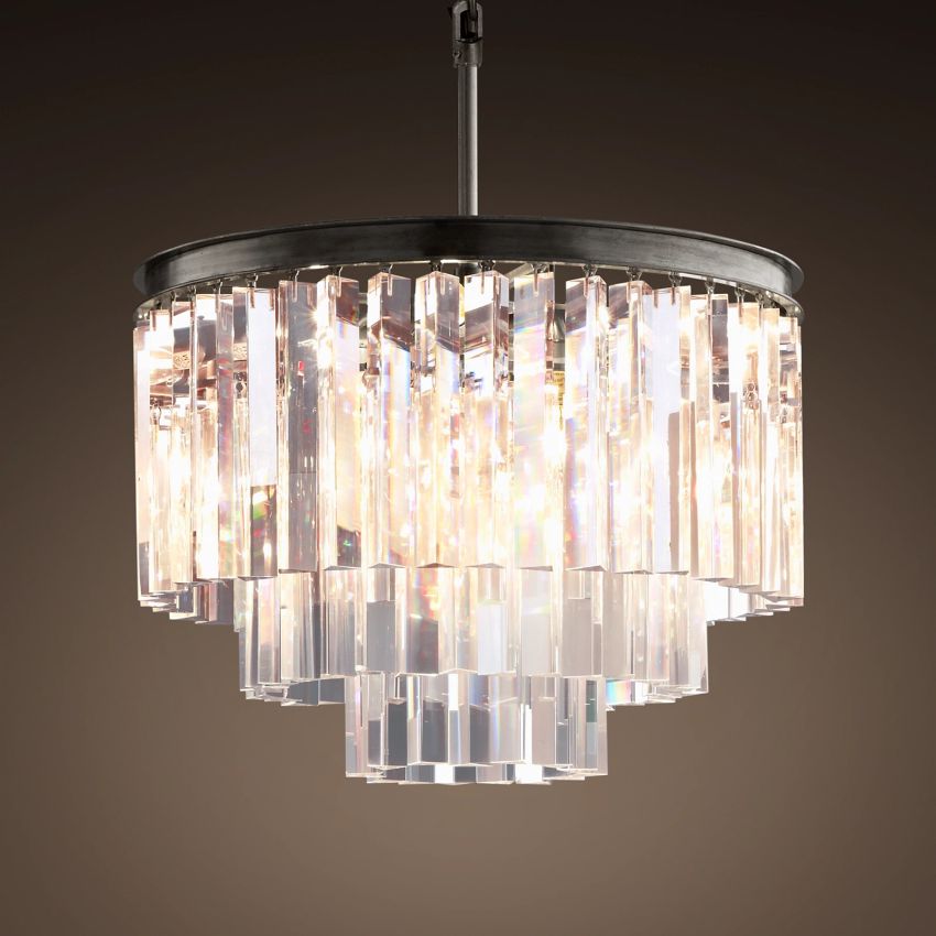 Odeon Layered Crystal Round Chandelier 20"