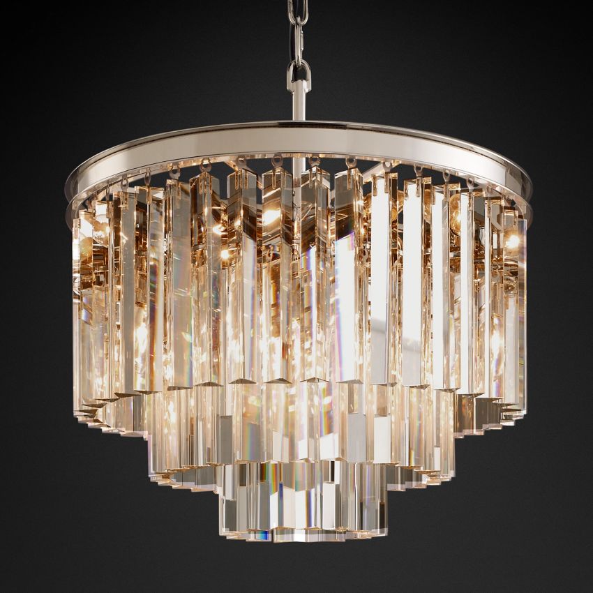 Odeon Layered Crystal Round Chandelier 20"