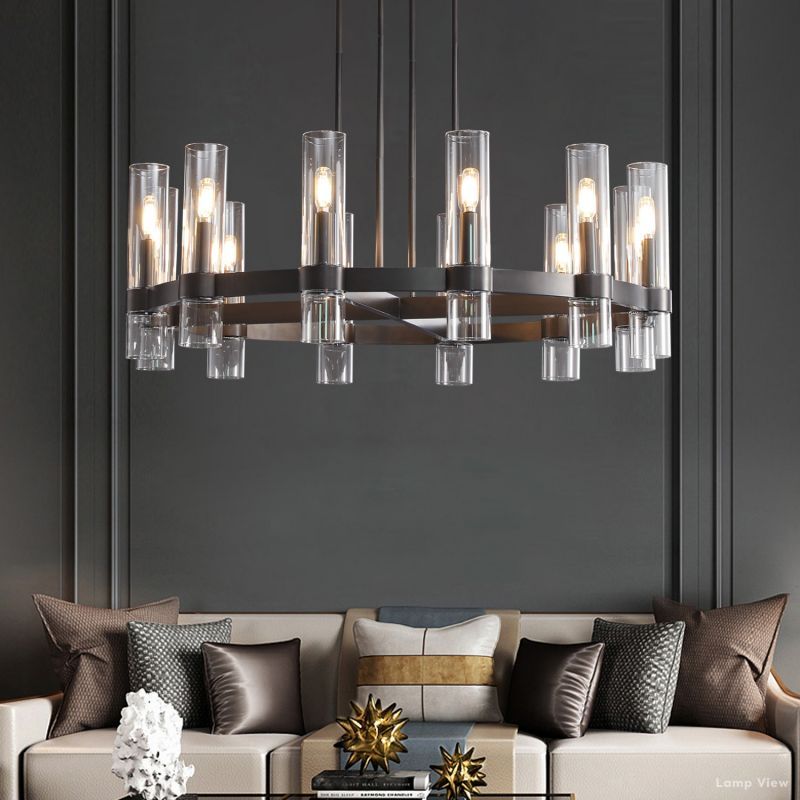 Ravelle Clear Glass Round Chandelier 36"