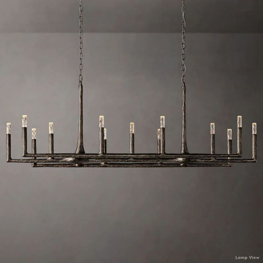 Thaddeus Forged Metal Linear Chandelier 72"