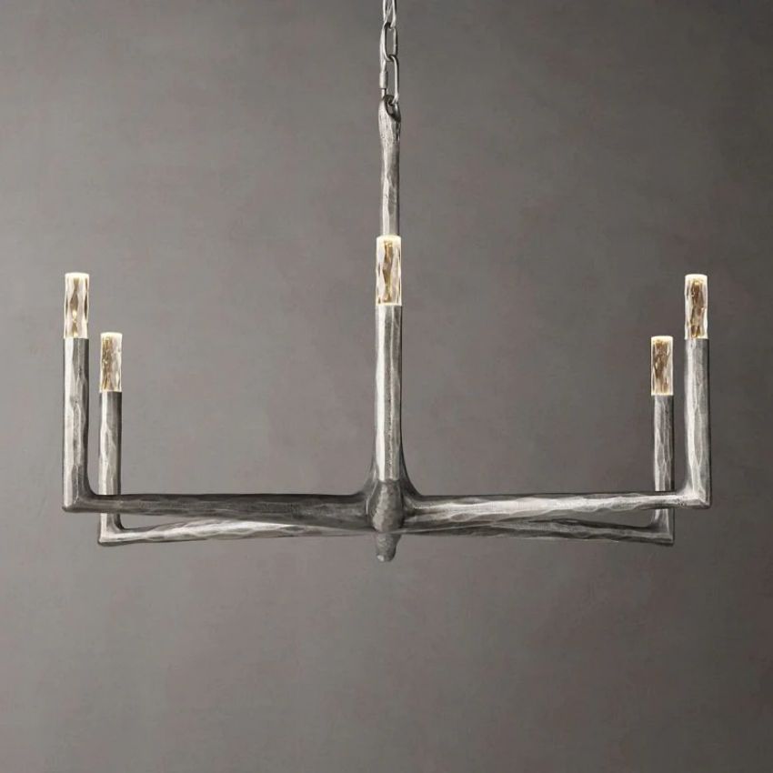 Thaddeus Forged Metal Round Chandelier 36"