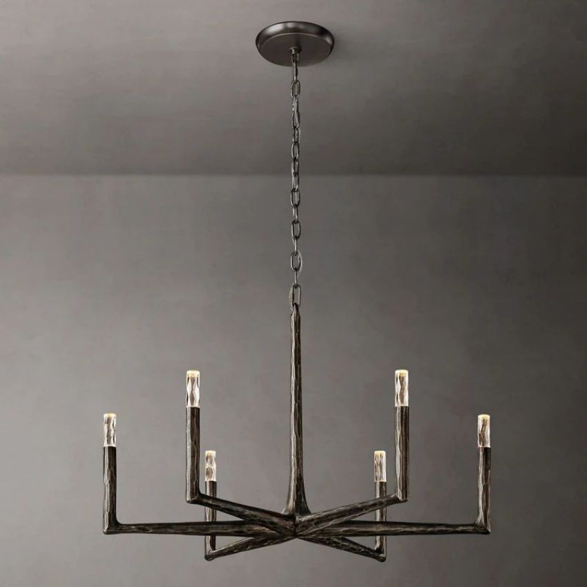 Thaddeus Forged Metal Round Chandelier 36"
