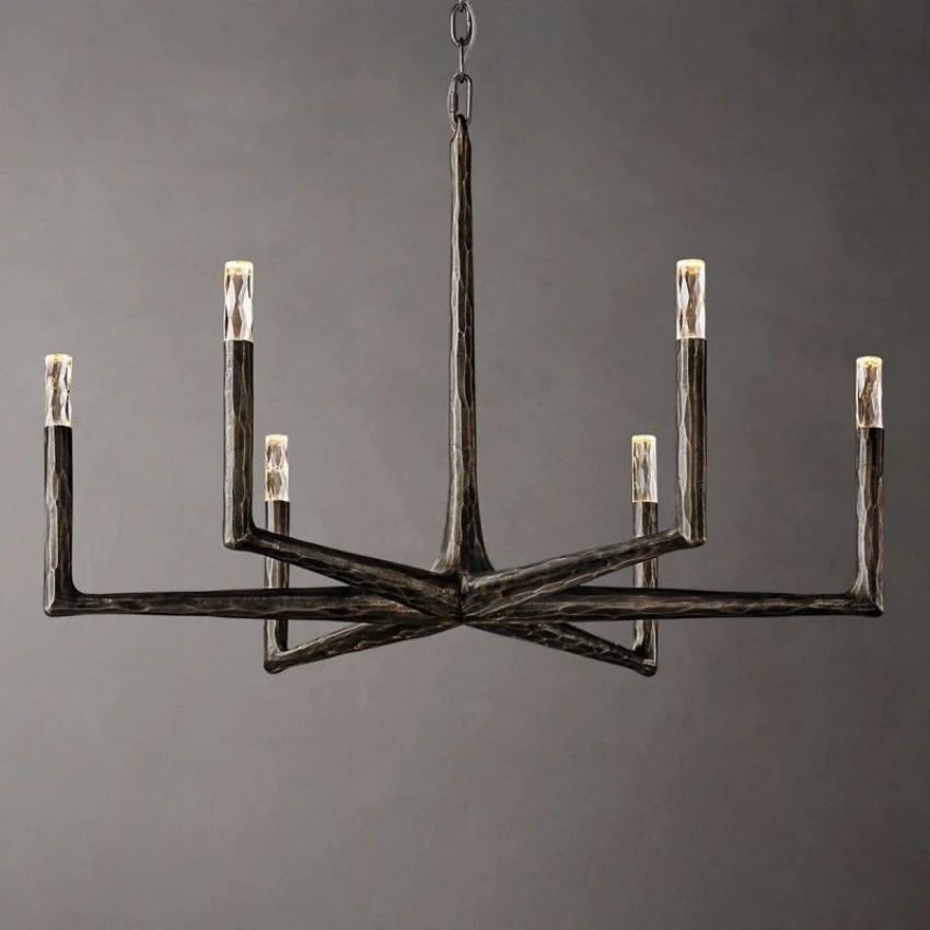 Thaddeus Forged Metal Round Chandelier 36"