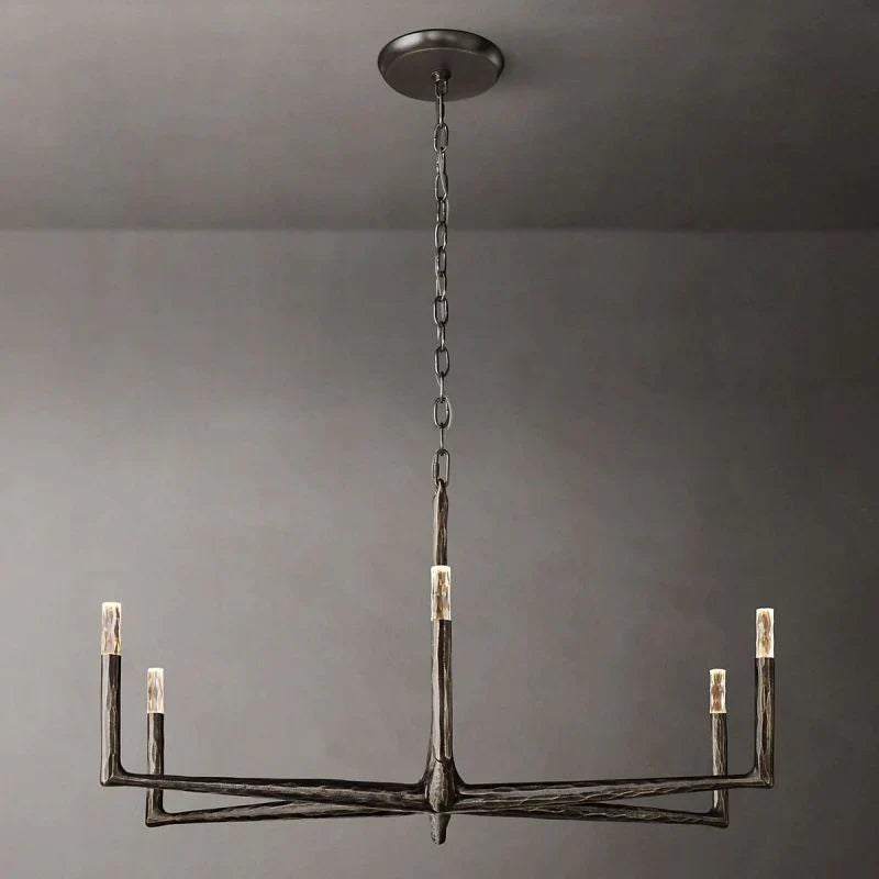 Thaddeus Forged Metal Round Chandelier 48"