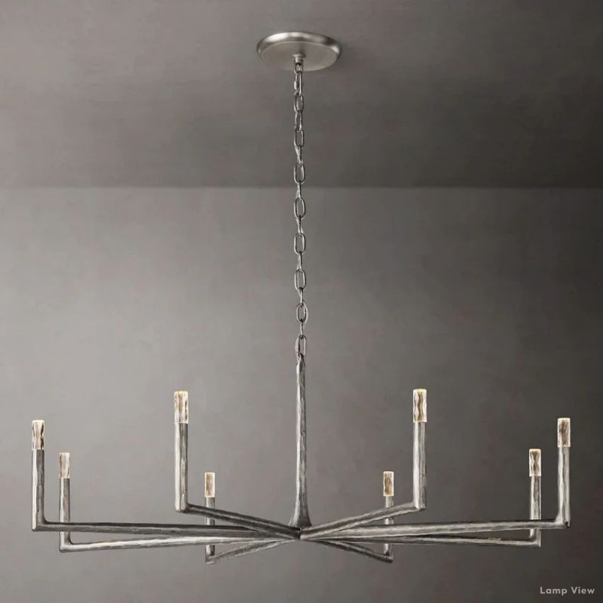 Thaddeus Forged Metal Round Chandelier 60"