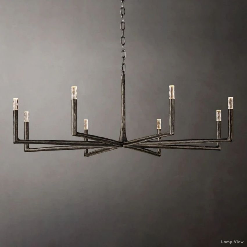 Thaddeus Forged Metal Round Chandelier 60"