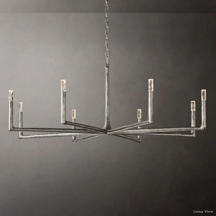 Thaddeus Forged Metal Round Chandelier 60"