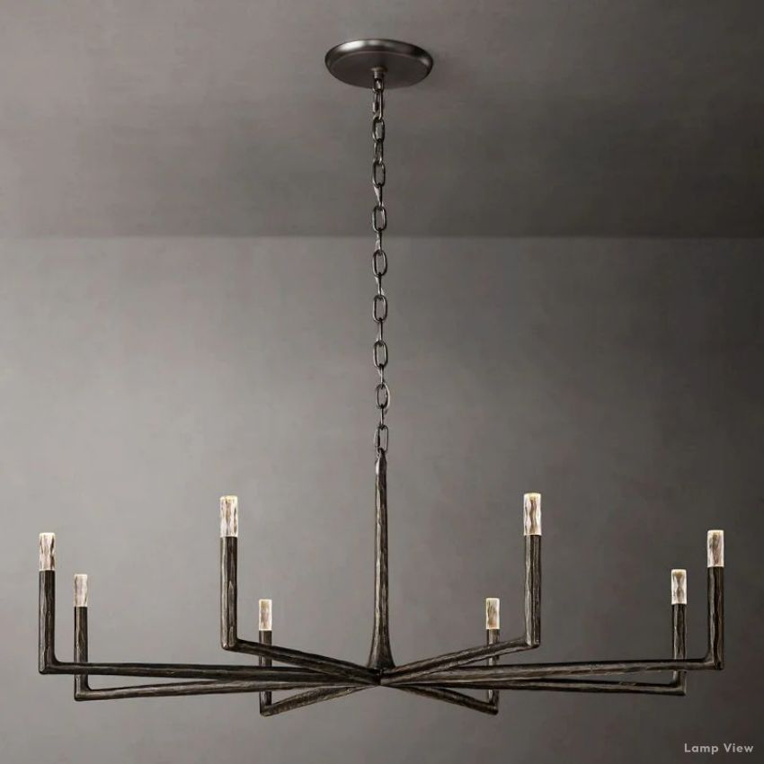 Thaddeus Forged Metal Round Chandelier 60"