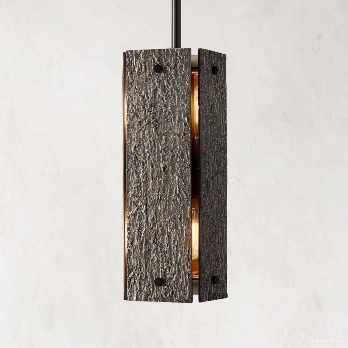 Vouvray Distressed Brass Square Pendant Light
