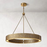 Vouvray Distressed Brass Round Chandelier 48"