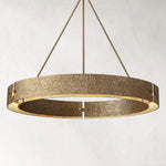 Vouvray Distressed Brass Round Chandelier 48"