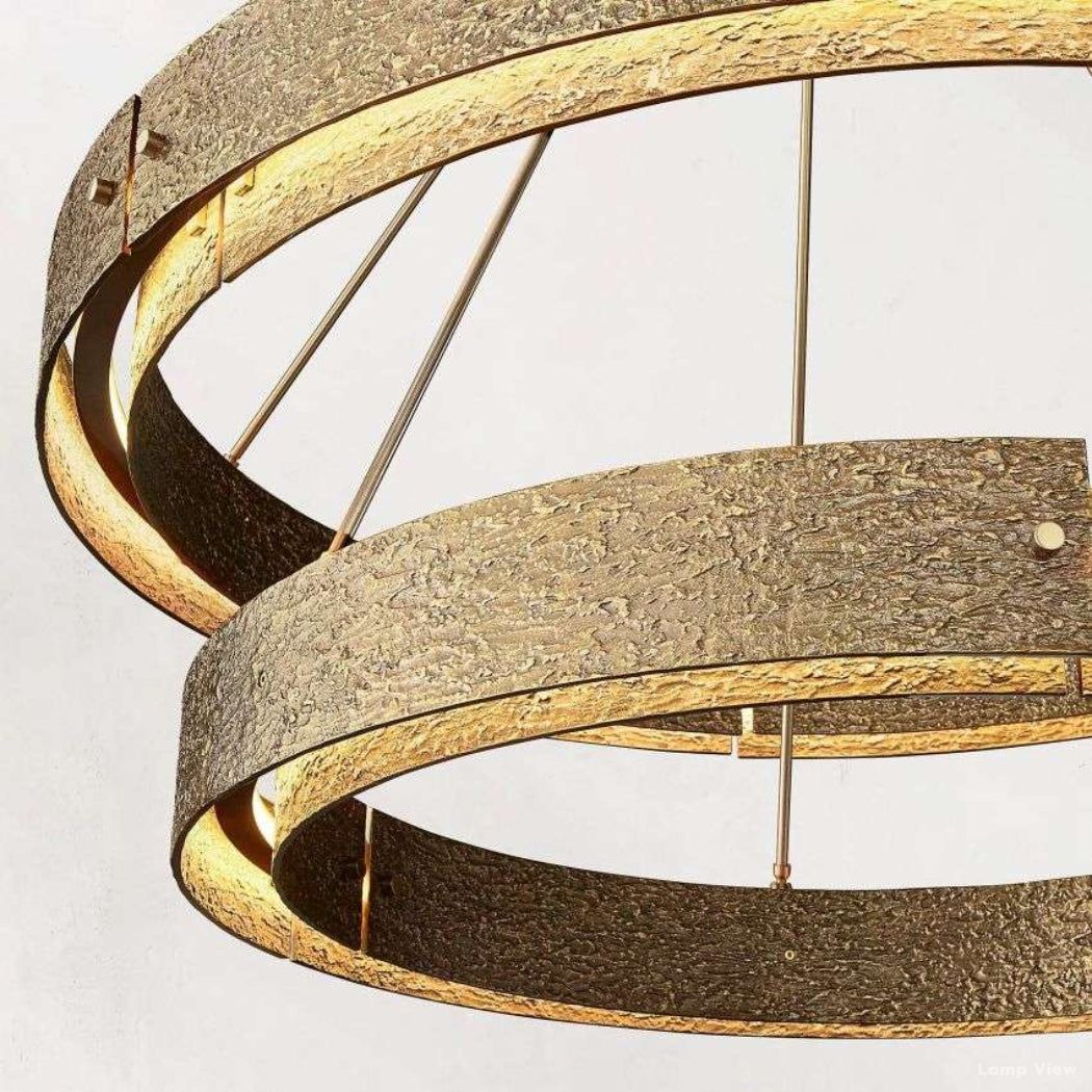 Vouvray Distressed Brass Two-Tier Round Chandelier 72"