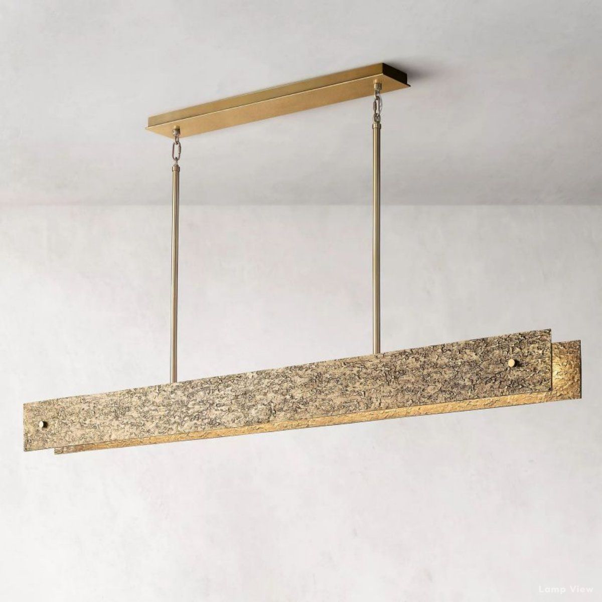Vouvray Distressed Brass Linear Chandelier 54"