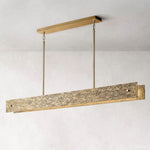 Vouvray Distressed Brass Linear Chandelier 54"